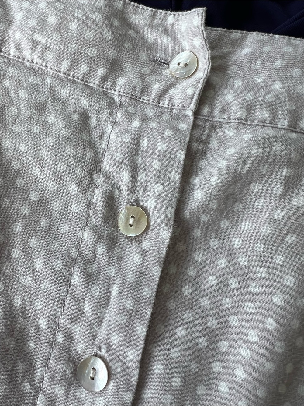 Rachel Zoe 100% Linen Polka Dot Midi Skirt Button Front Cottagecore Costal 12 - Picture 5 of 7